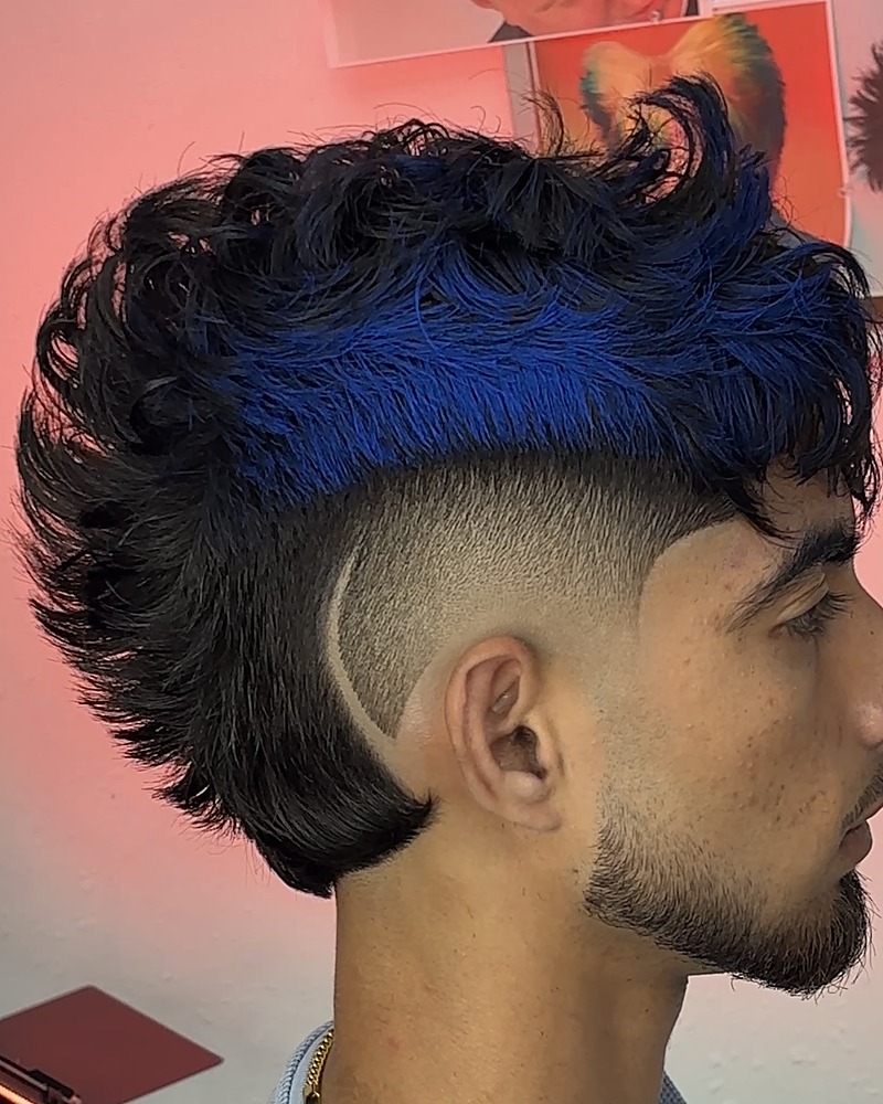 Blue mullet with design
